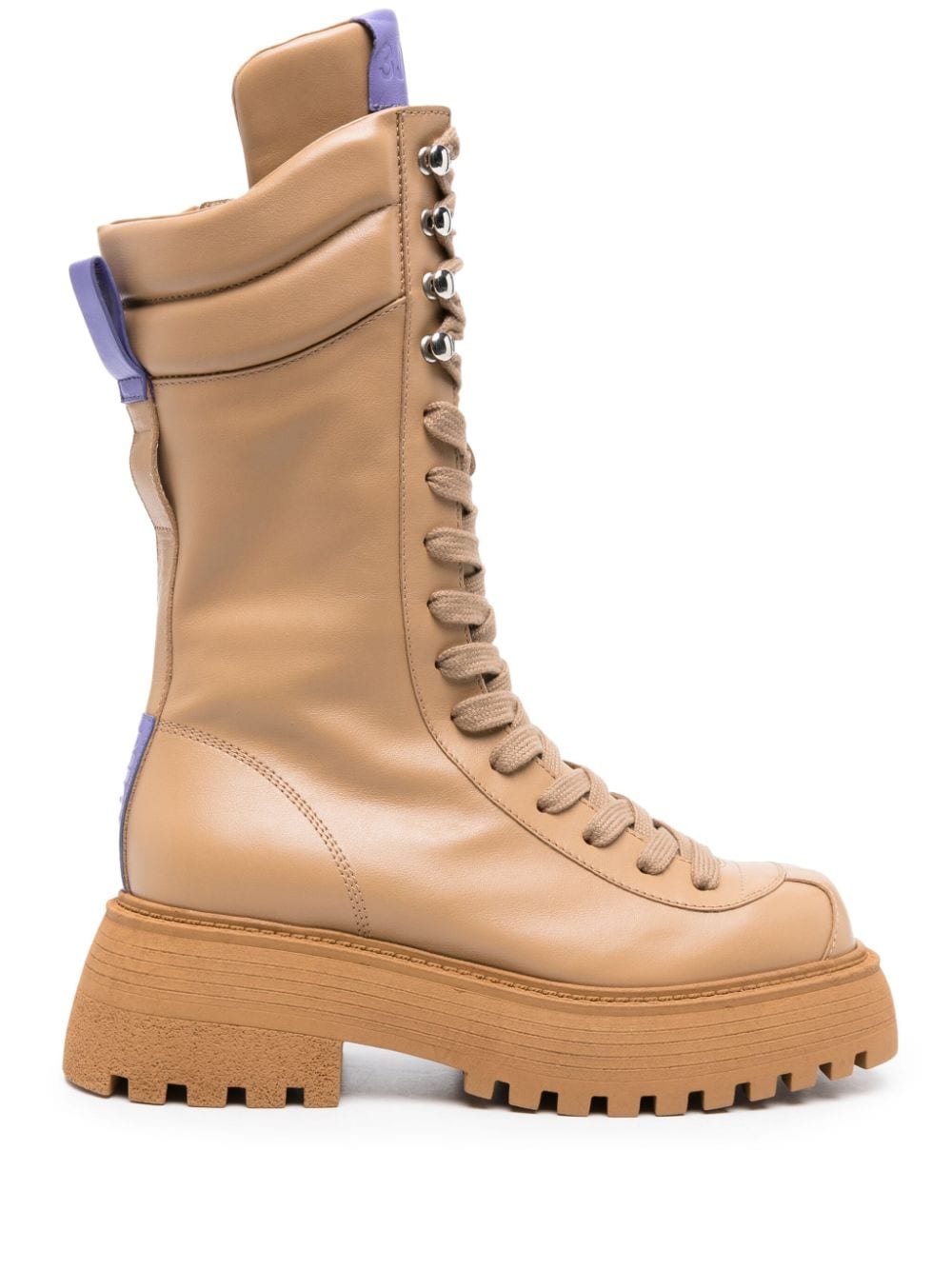 3juin Logo-patch Leather Boots In Braun