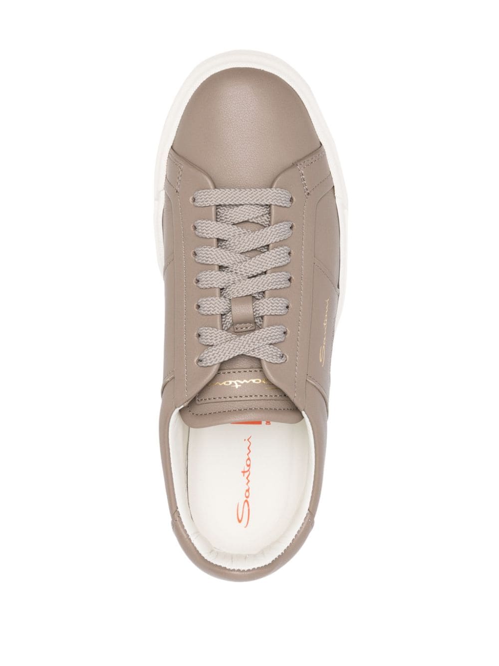 Shop Santoni Gloria Leather Sneakers In Brown