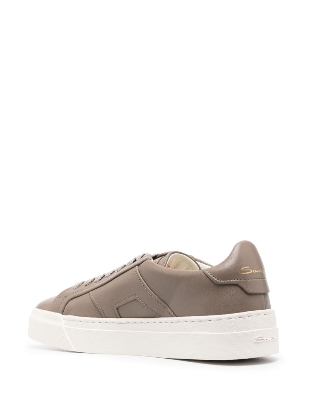 Shop Santoni Gloria Leather Sneakers In Brown