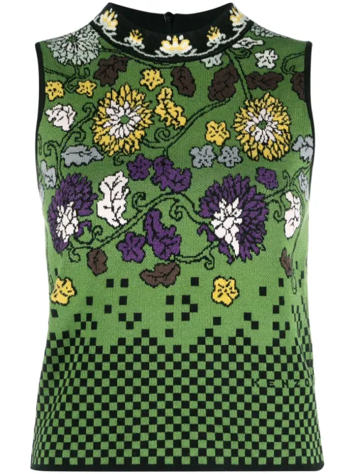 Pull sans manches en intarsia à col montant - Kenzo - Modalova