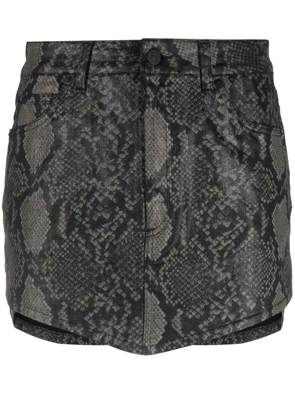 snakeskin-print asymmetric miniskirt