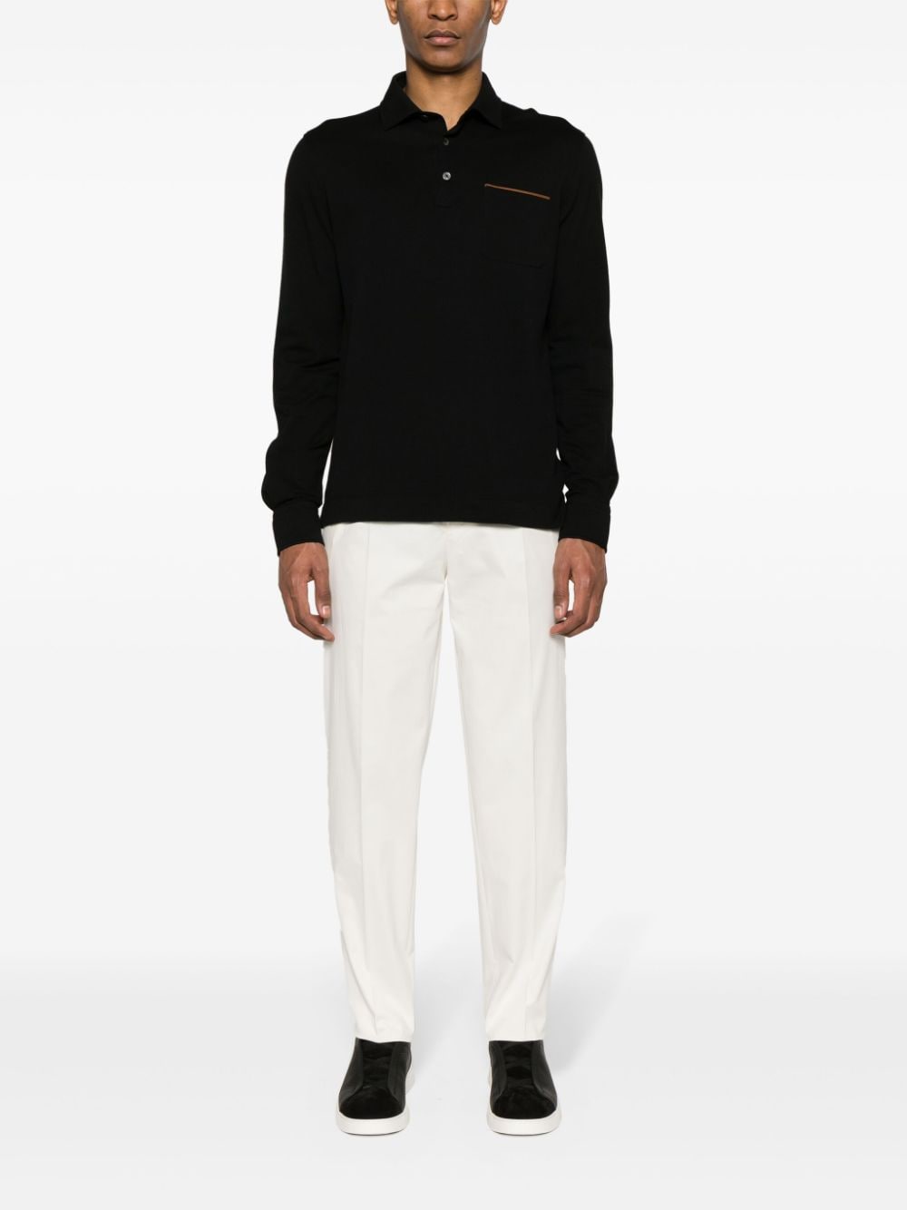 Shop Zegna Mid-rise Poplin Chino Trousers In 白色