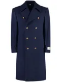 Gucci logo-patch double-breasted wool coat - Blue
