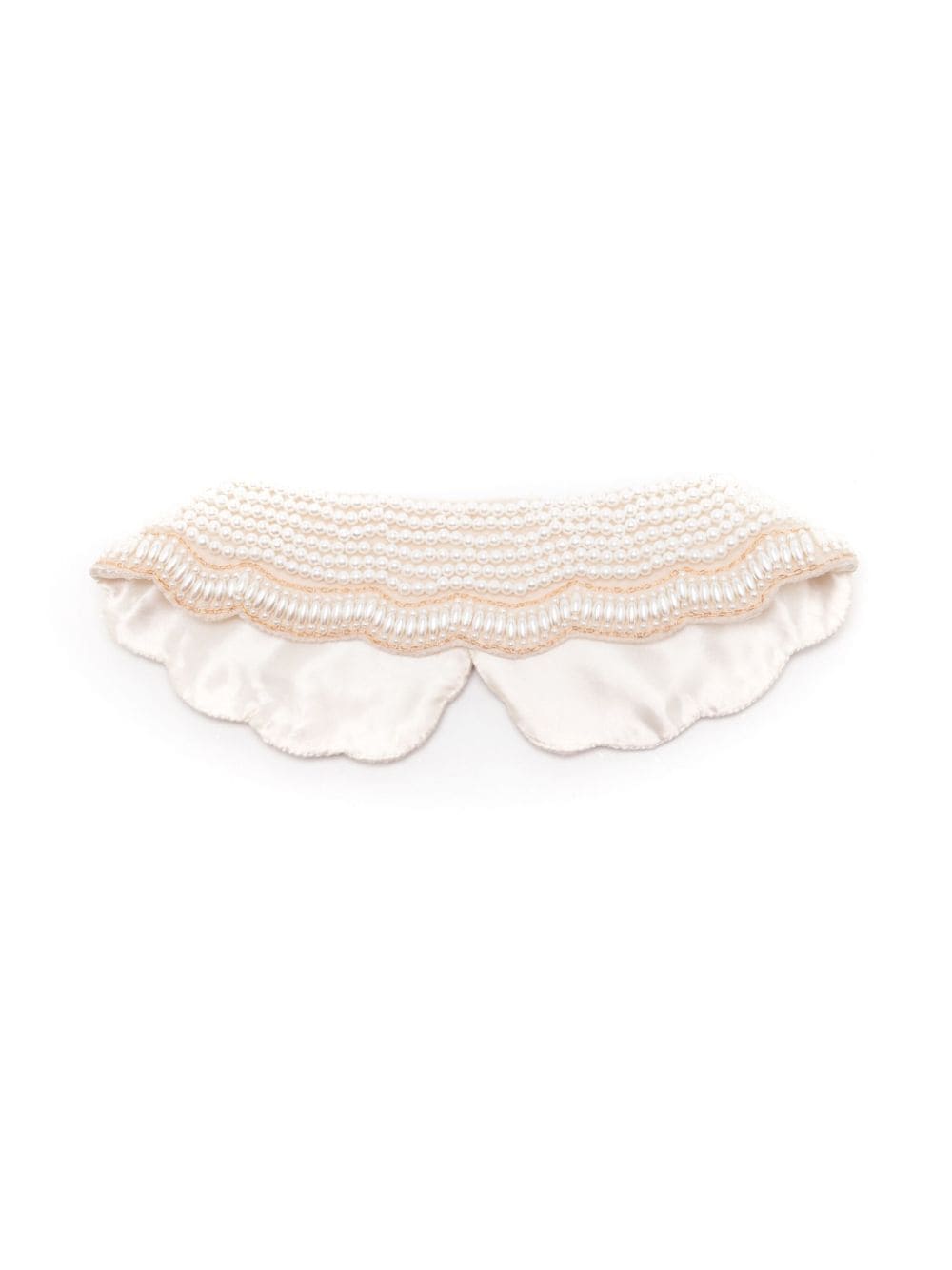 Shop Sarah Chofakian Pearl-embellished Scallop-edge Collar In Neutrals