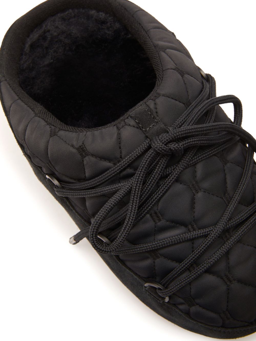 Shop Moon Boot Quilted Lace-up Mules In Black