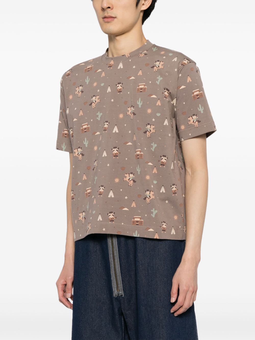 Shop Chloè Nardin Graphic-print Cotton-blend T-shirt In Brown