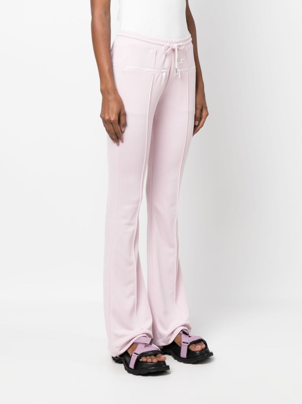 Shop Courrèges Logo-patch Flared Trousers In Pink