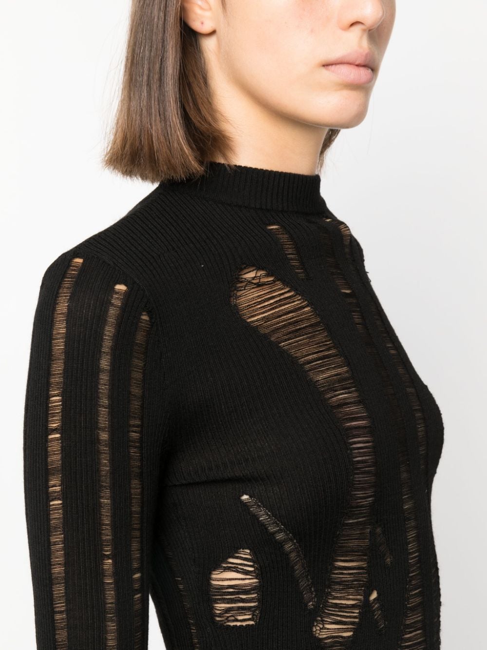 Shop Misbhv Distressed Knitted Jumper In Black