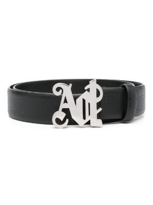 Palm Angels Palm Buckle Leather Belt in Black/Gold at Nordstrom, Size 95