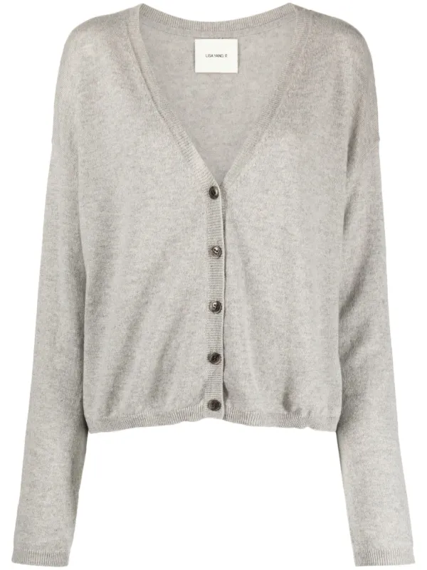 Lisa Yang V-neck Cashmere Cardigan in Grey
