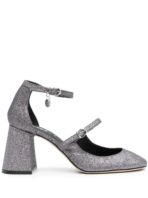 MSGM logo-charm 90mm glitter pumps