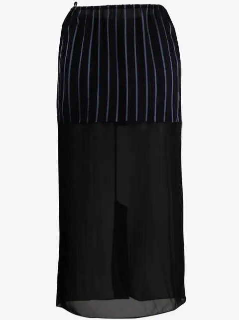 Gauchère striped sheer midi skirt