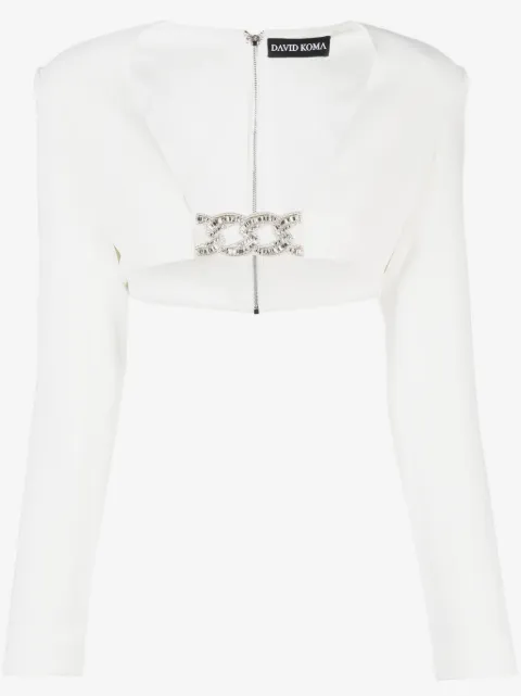 David Koma cropped top med krystaludsmykning