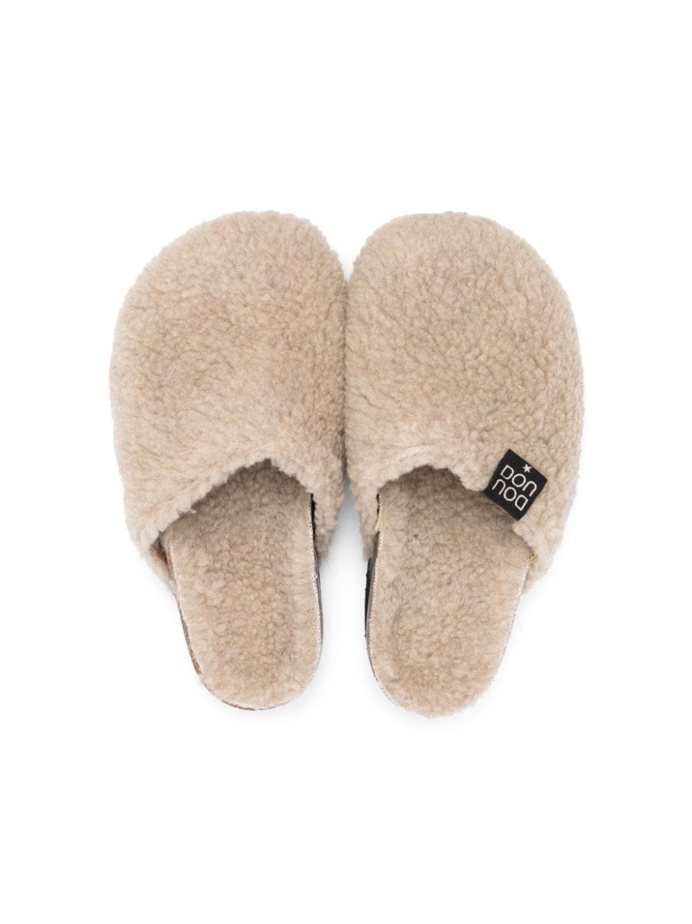 Shop Douuod Logo-patch Faux-shearling Slippers In Neutrals