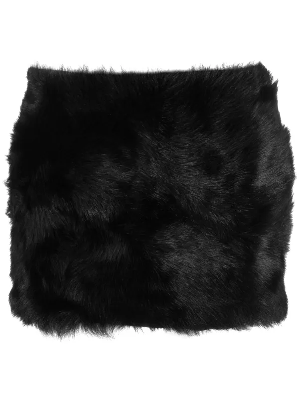 David Koma Fleece-texture Leather Miniskirt in Black