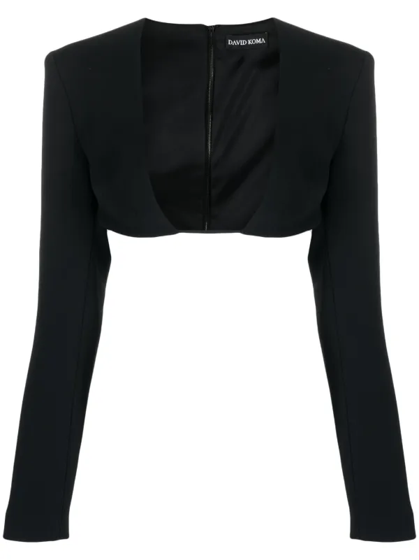 David Koma Plunging-neck Crop Top in Black