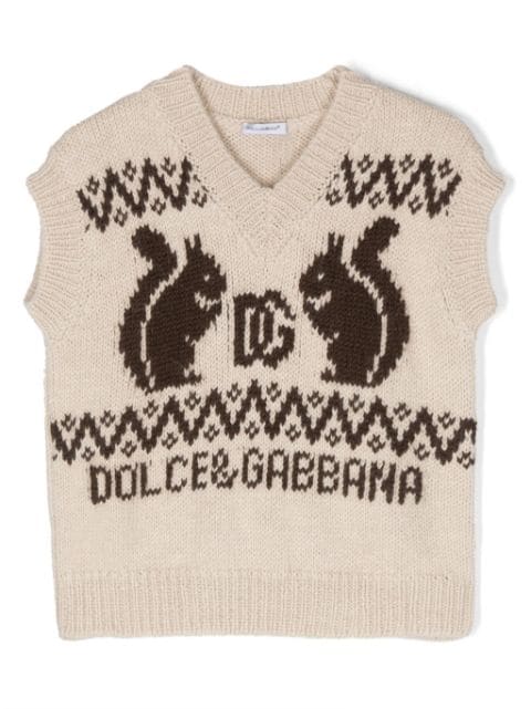 Dolce & Gabbana Kids Pullunder mit Logo-Intarsie