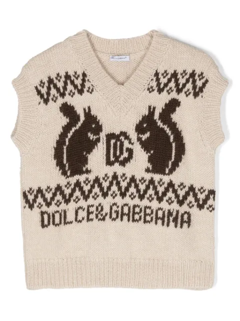 Dolce & Gabbana Kids logo-intarsia knitted vest