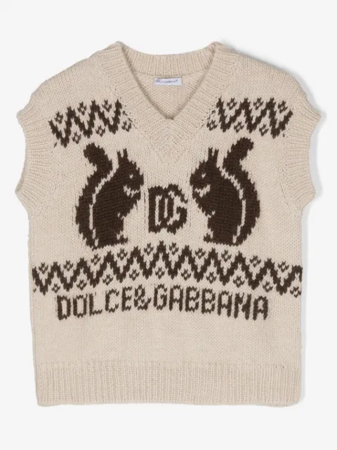 Dolce & Gabbana Kids logo-intarsia knitted vest