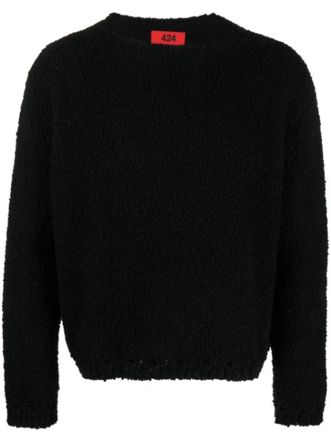 424 crinkled slash-neck jumper