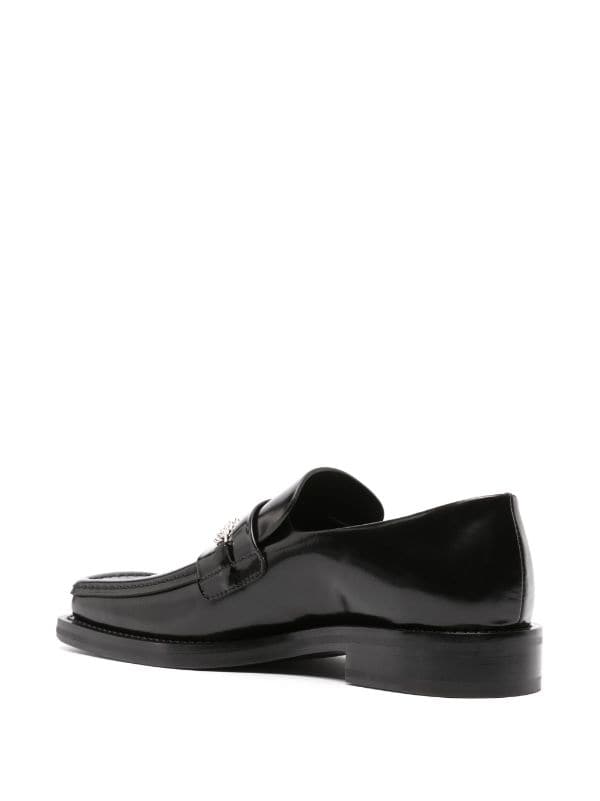 MARTINE ROSE Chain-embellished patent-leather loafers