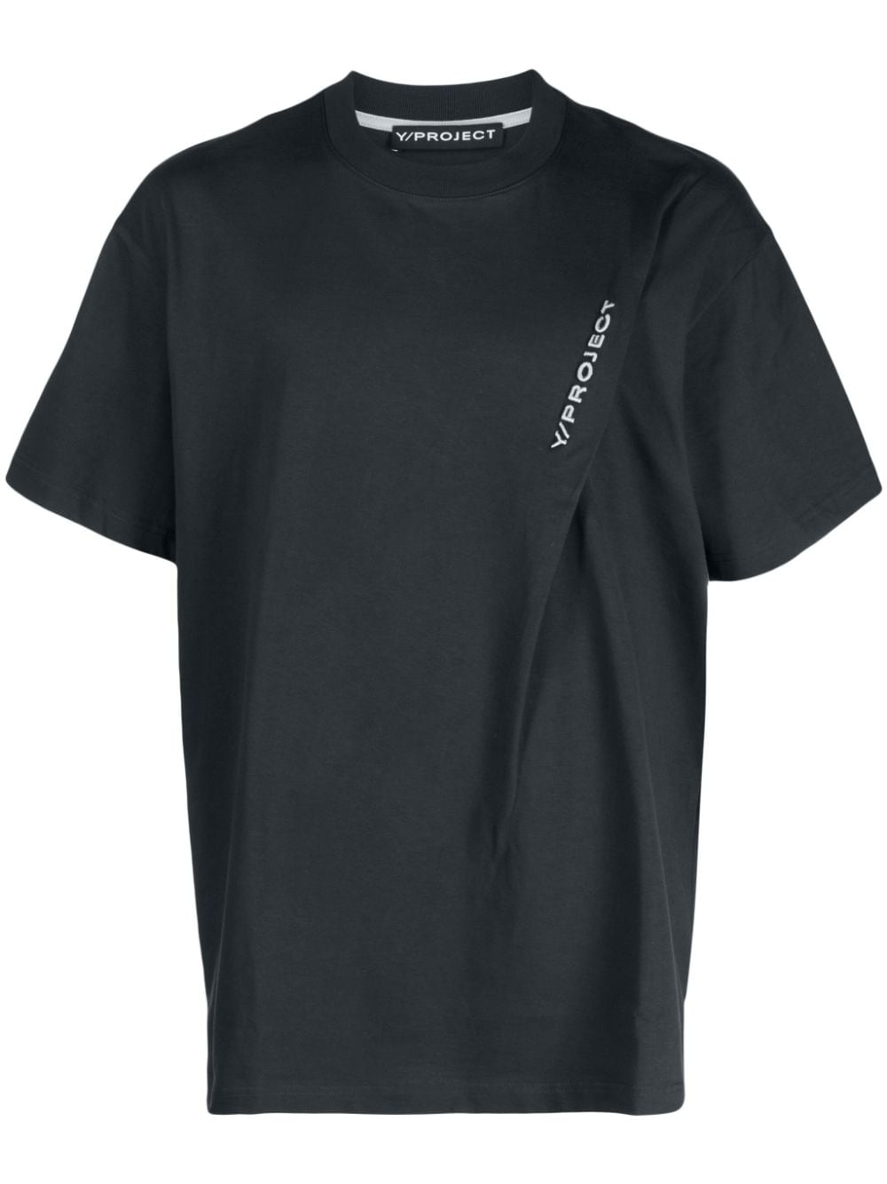 Y/PROJECT LOGO-EMBROIDERED PINCHED T-SHIRT