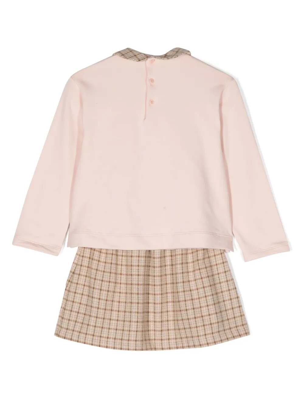 Il Gufo checked stretch-cotton skirt set - Roze