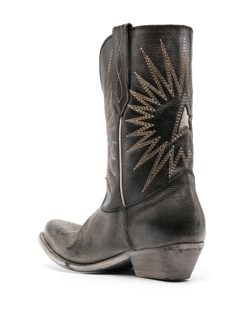 Shop Golden Goose Wishstar Leather Western Boots In Black