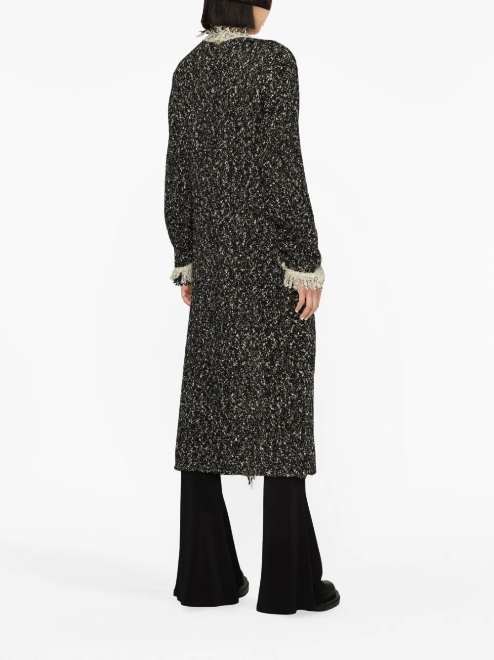 Twinset Contrast-trim Longline Cardigan In Black