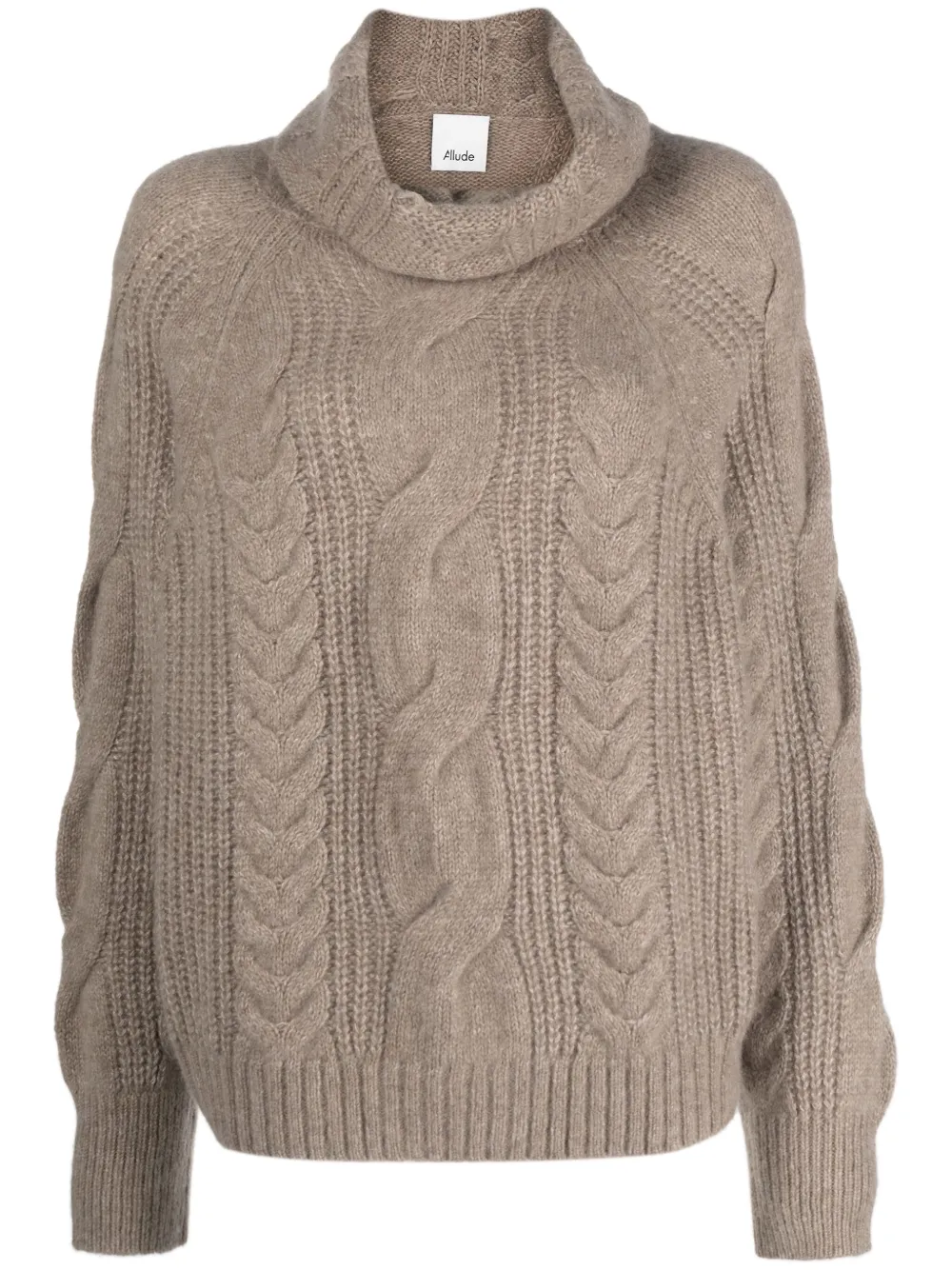 Allude Cable-knit Roll-neck Jumper In Nude