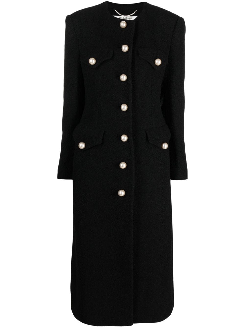 Kimhekim single-breasted long-sleeved coat – Black