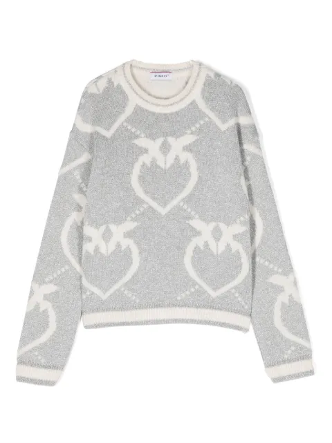 Pinko Kids intarsia-knit logo crew-neck jumper