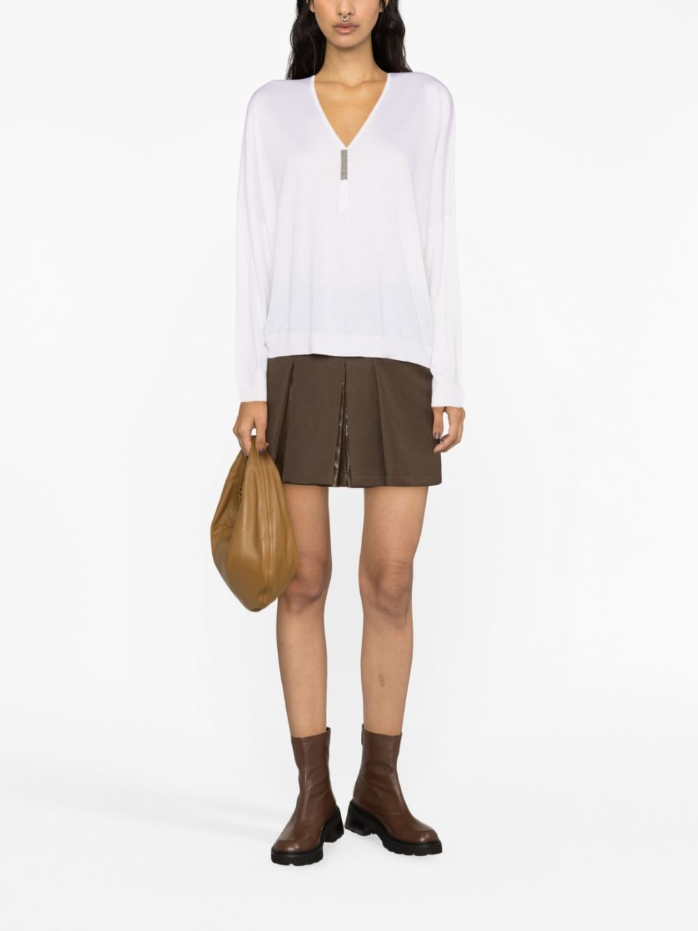 Shop Brunello Cucinelli Monili Bead-embellished Jumper In Neutrals