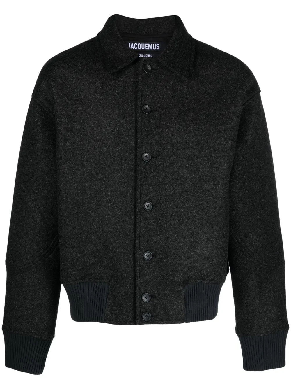 Jacquemus Le Bomber Feltro Collared Bomber Jacket In Dark Grey | ModeSens