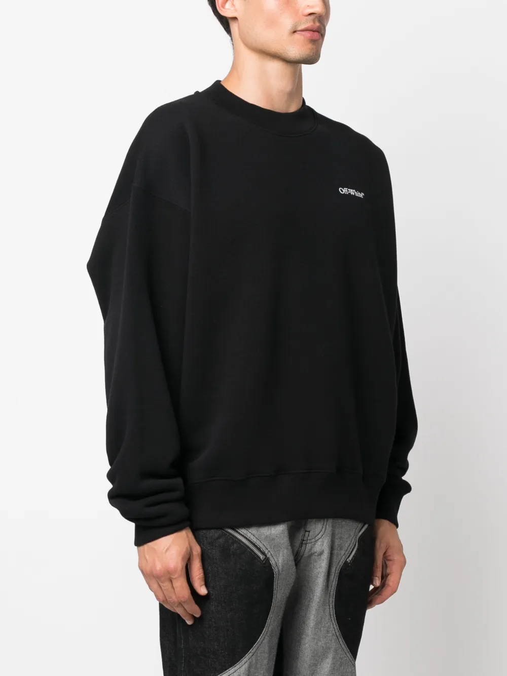 Shop Off-white Logo-print Long-sleeve Sweatshirt In Schwarz