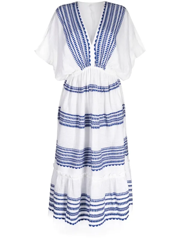 lemlem plunge neck dress lemlem Nunu Plunge Neck Dress in Navy