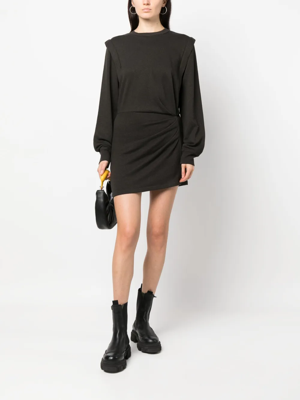 MARANT ÉTOILE Michaela gathered sweatshirt minidress - Zwart