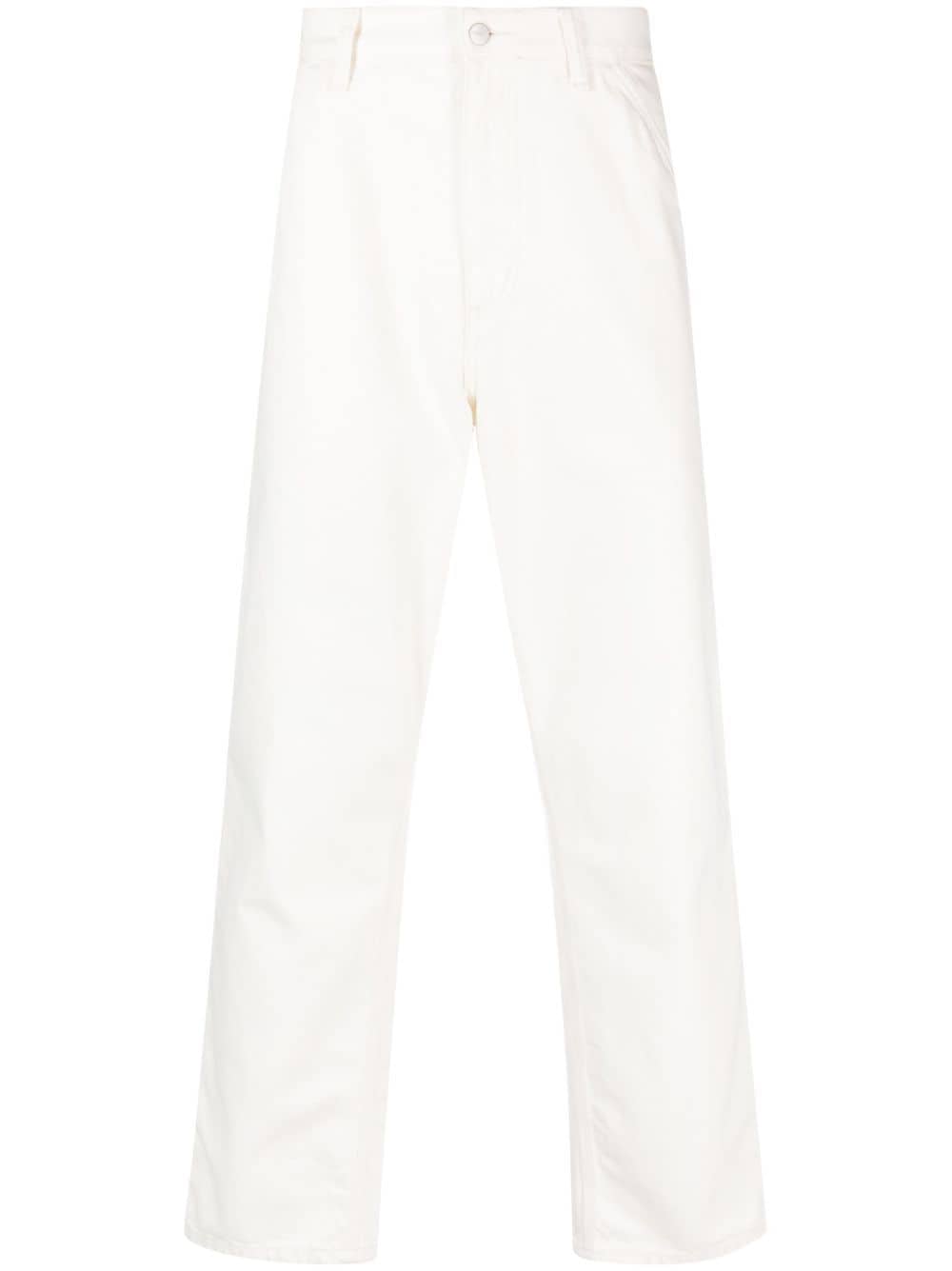 Shop Carhartt Logo-patch Cotton Straight-leg Trousers In Neutrals
