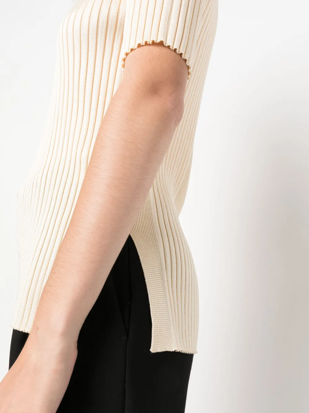 Jil Sander Wide-ribbed Polo Shirt In Neutrals