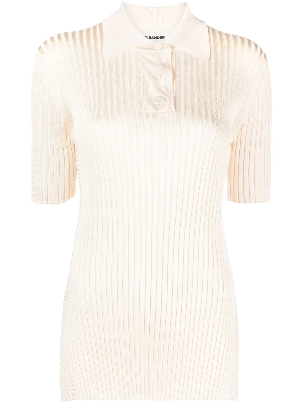 Jil Sander Wide-ribbed Polo Shirt In Neutrals