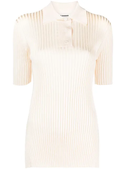 Jil Sander playera tipo polo de canalé grueso 
