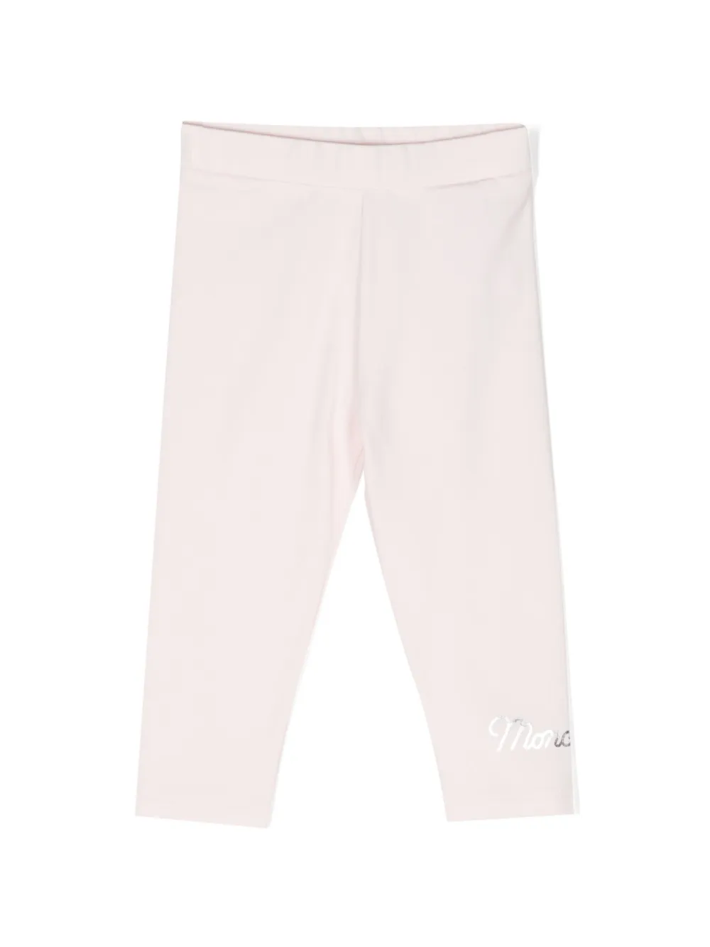 Moncler Enfant logo-lettering jersey leggings | Pink | Image 1