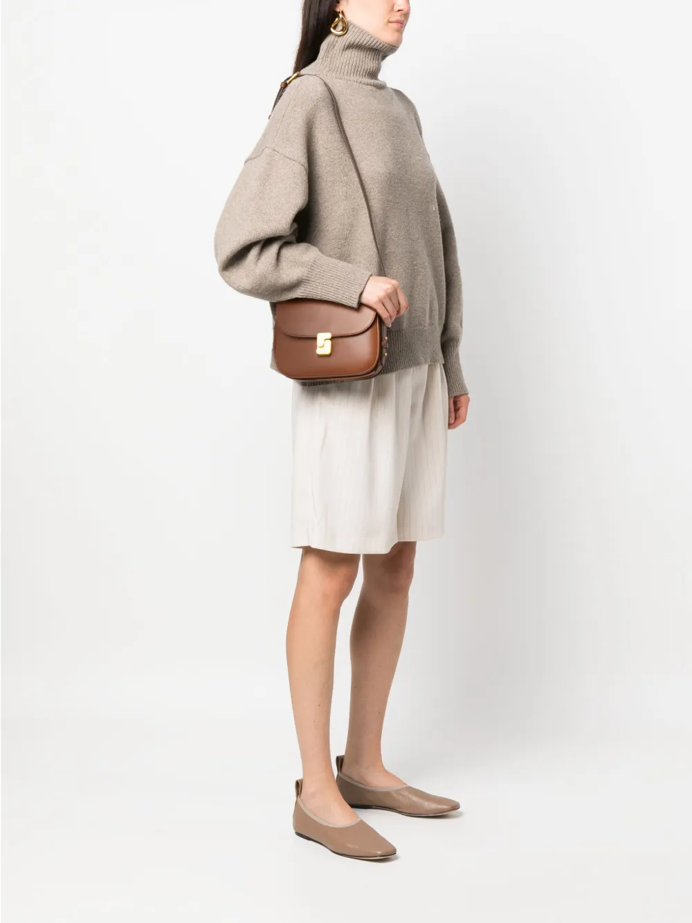 Soeur Bellissima Leather Crossbody Bag Brown