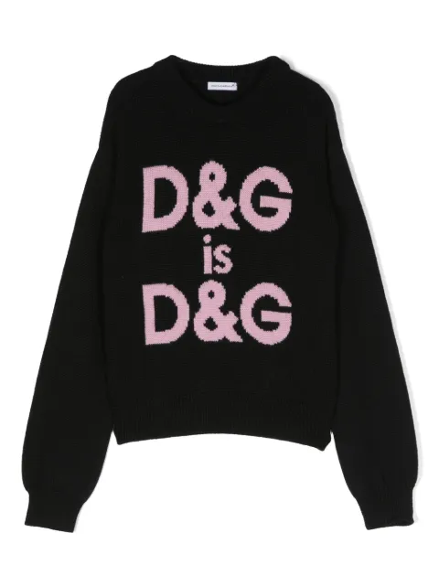 Dolce & Gabbana Kids logo-intarsia virgin-wool jumper