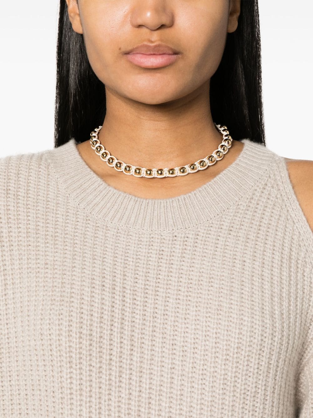 Shop Isabel Marant Ball-chain Knotted Necklace In Neutrals