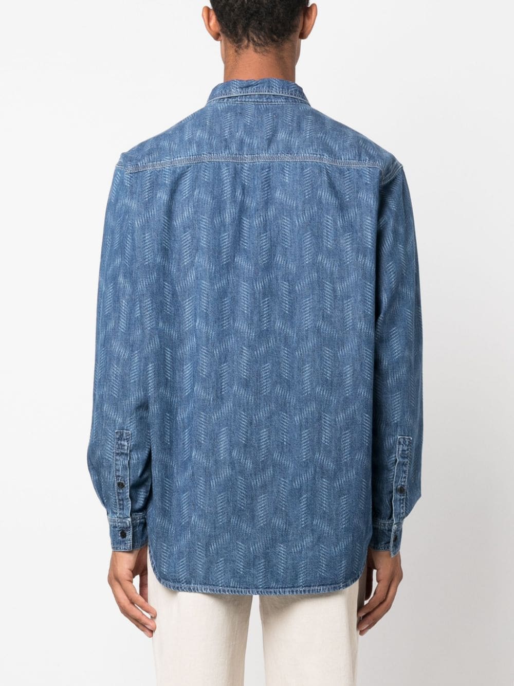 Shop Marant Bhelyn Geometric-print Denim Shirt In Blue