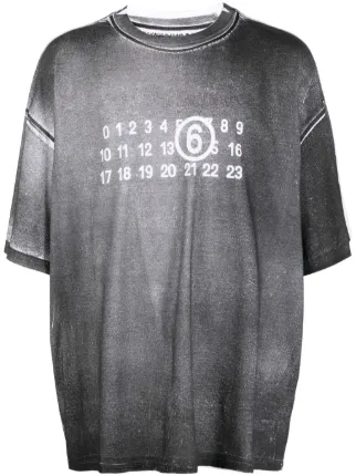 MM6 Maison Margiela numbers-motif two-tone Cotton T-shirt - Farfetch