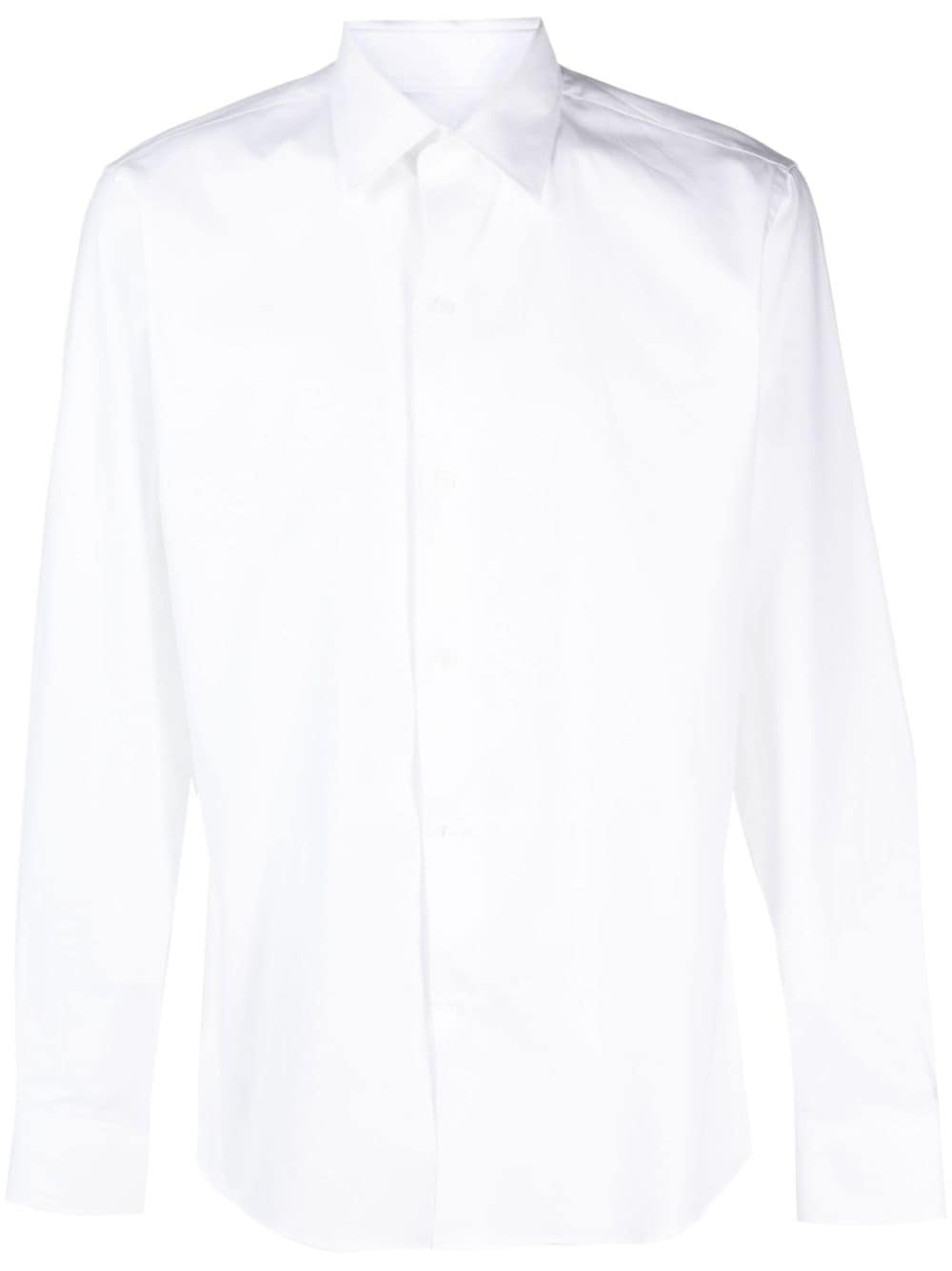 Fursac Straight-point Collar Cotton Shirt In White