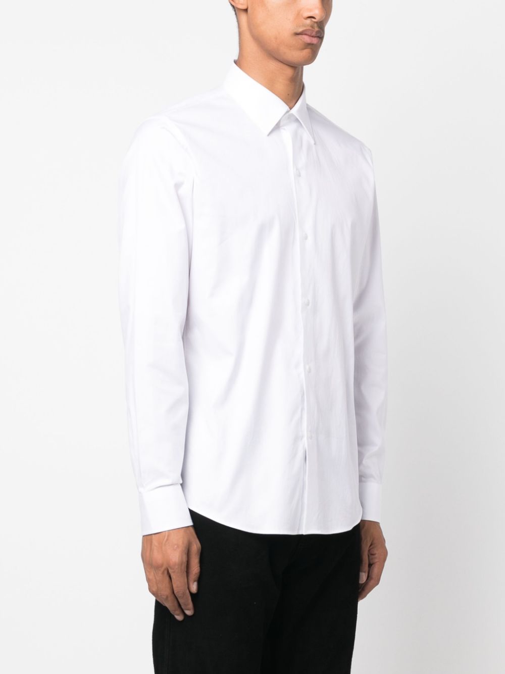 Shop Fursac Straight-point Collar Cotton Shirt In White