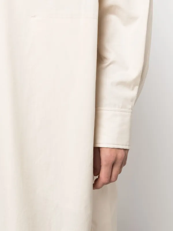 国内発送【LEMAIRE】ギャザー◇シルクブレンド◇シャツドレス LEMAIRE バンドカラー シャツドレス | ニュートラル | FARFETCH JP